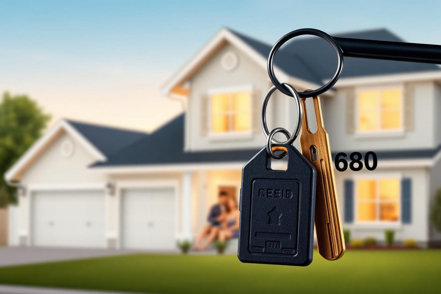 ITIN mortgage credit score — what lenders require in 2026 House keys in front of a modern American home with a 680 credit score tag, representing a successful ITIN mortgage approval.