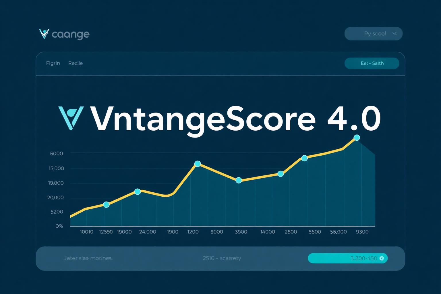 VantageScore 4.0 explained VantageScore 4.0 dashboard showing 24-month trended balance line chart and 300–850 score scale — joint Equifax, Experian, and TransUnion scoring model.